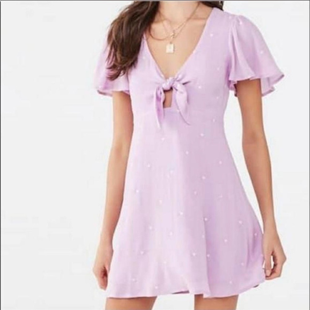 Forever 21 dress sundress Purple lavender hearts sun dress summer spring